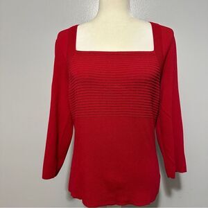Cable and Gauge red knot sweater 3/4 sleeves size M